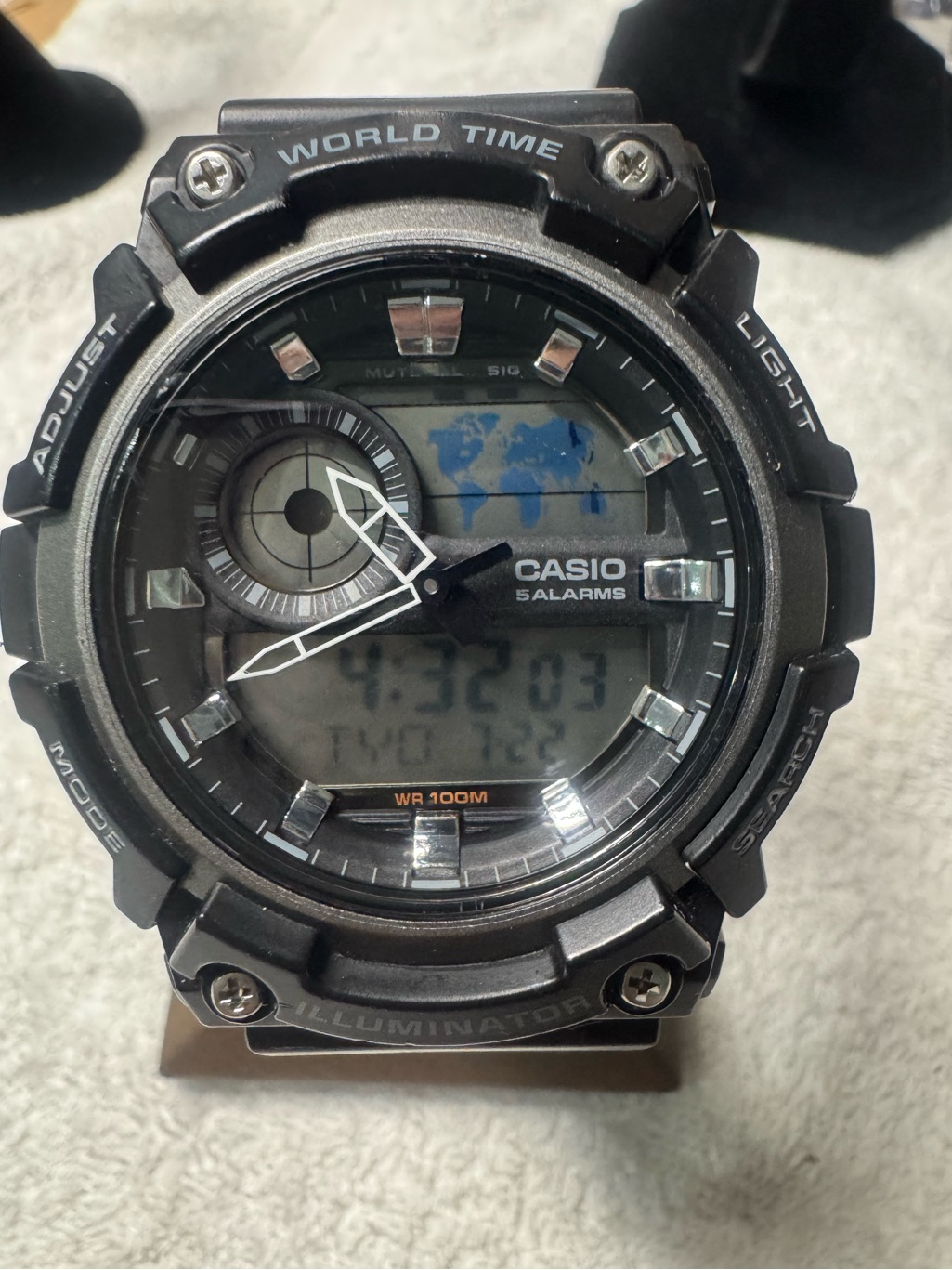 Casio Black DigitalAnalog World Time Watch Casio Black DigitalAnalog World Time Watch